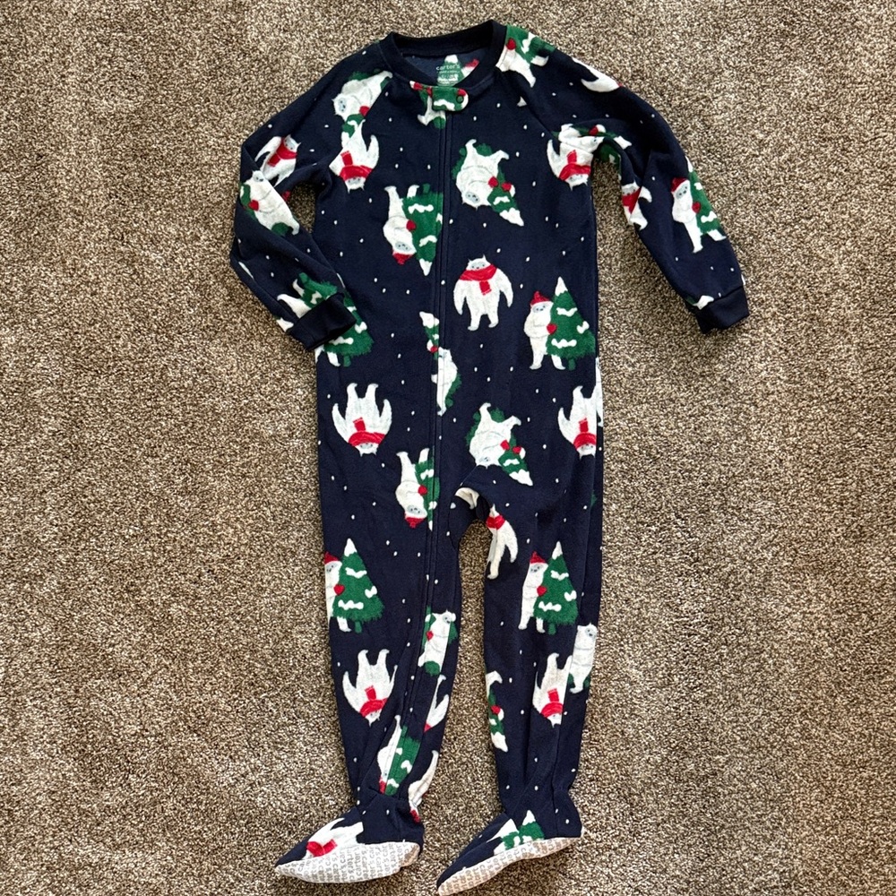 Carter's Navy Holiday Footie Pajamas
